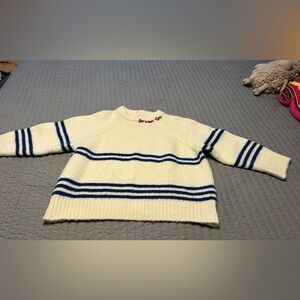 MOTHER Cream Sweater with Navy Stripes